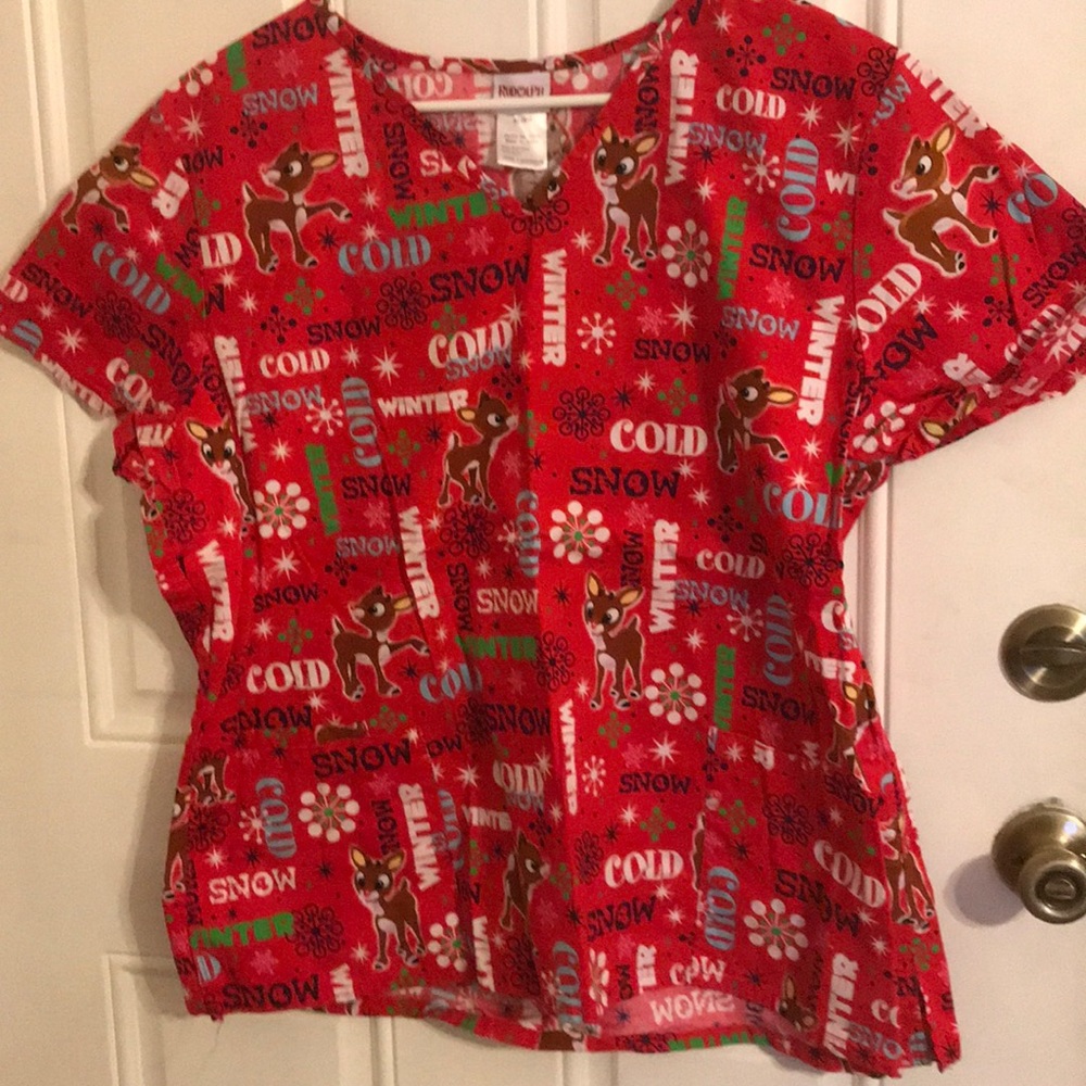 Winter Themed Scrub Top